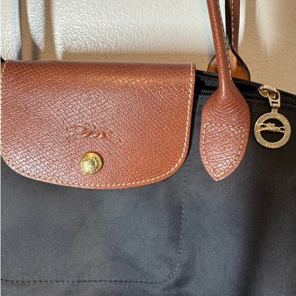 Longchamp Le Pliage Original M Tote Bag Black Canvas Classic Minimal Designer - Picture 9 of 13